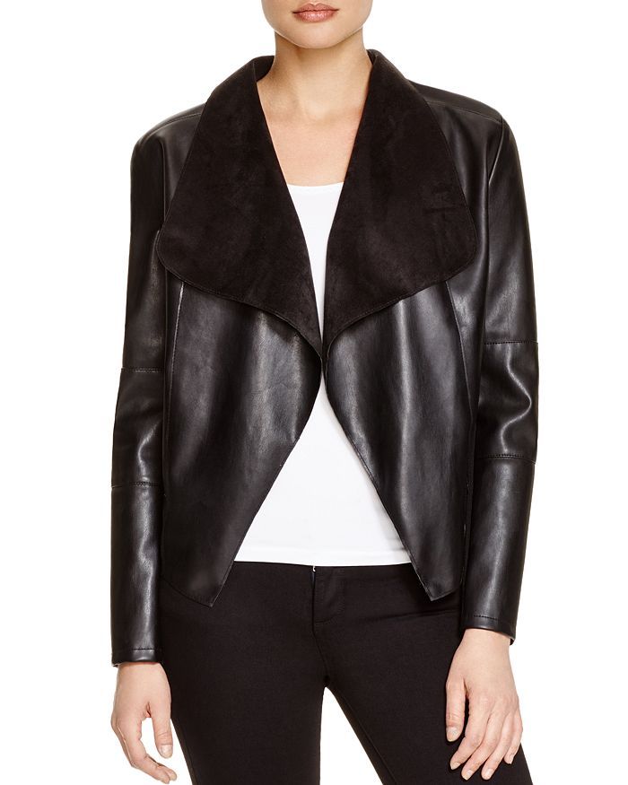 Draped Faux Leather Jacket | Bloomingdale's (US)