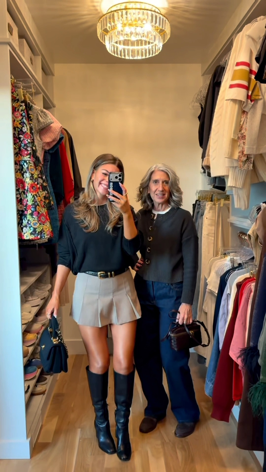 Winter transitional date night dinner outfit pleated skort with black sweater and boots

Wearing my usual small in skort medium in sweater

Date night
Winter party
Holiday look
Causal dinner
Pleated skort
Black sweater
Black boots 
Nighty

#LTKHoliday #LTKParties #LTKFindsUnder100