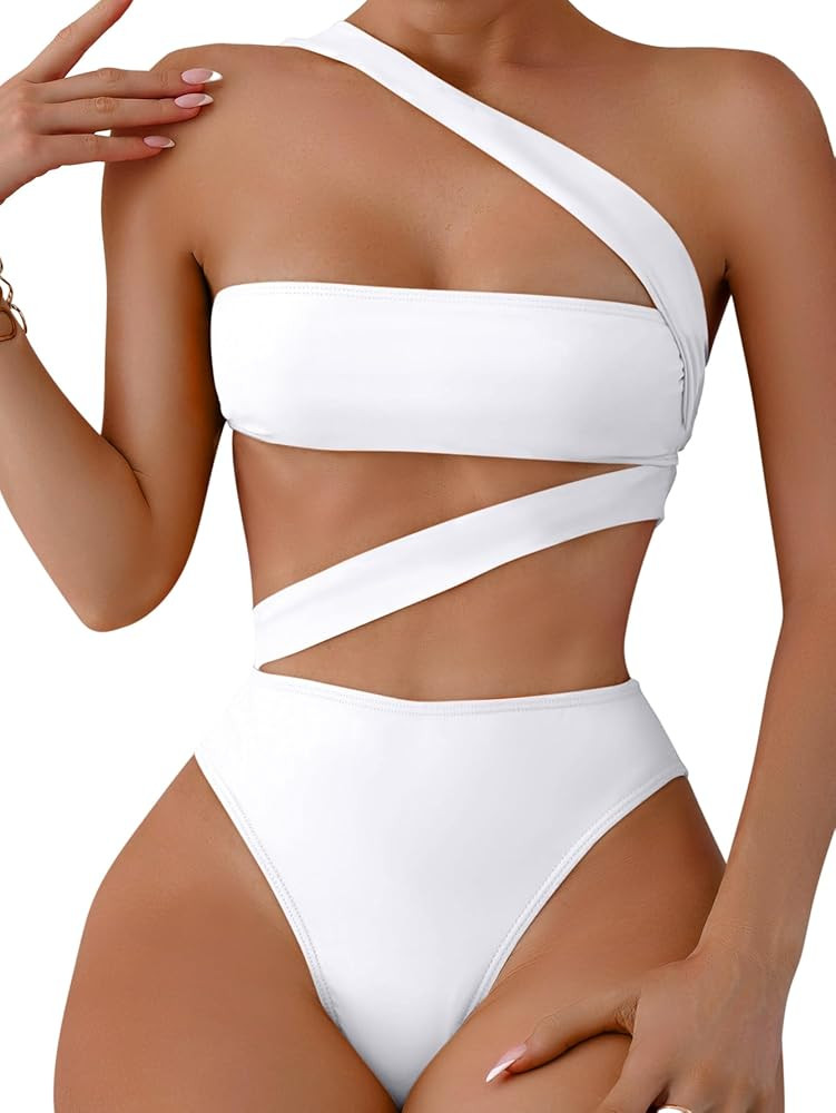 Lilosy Sexy Cutout Tube High Waist Bandeau Bathing One Piecce Swimsuit | Amazon (US)