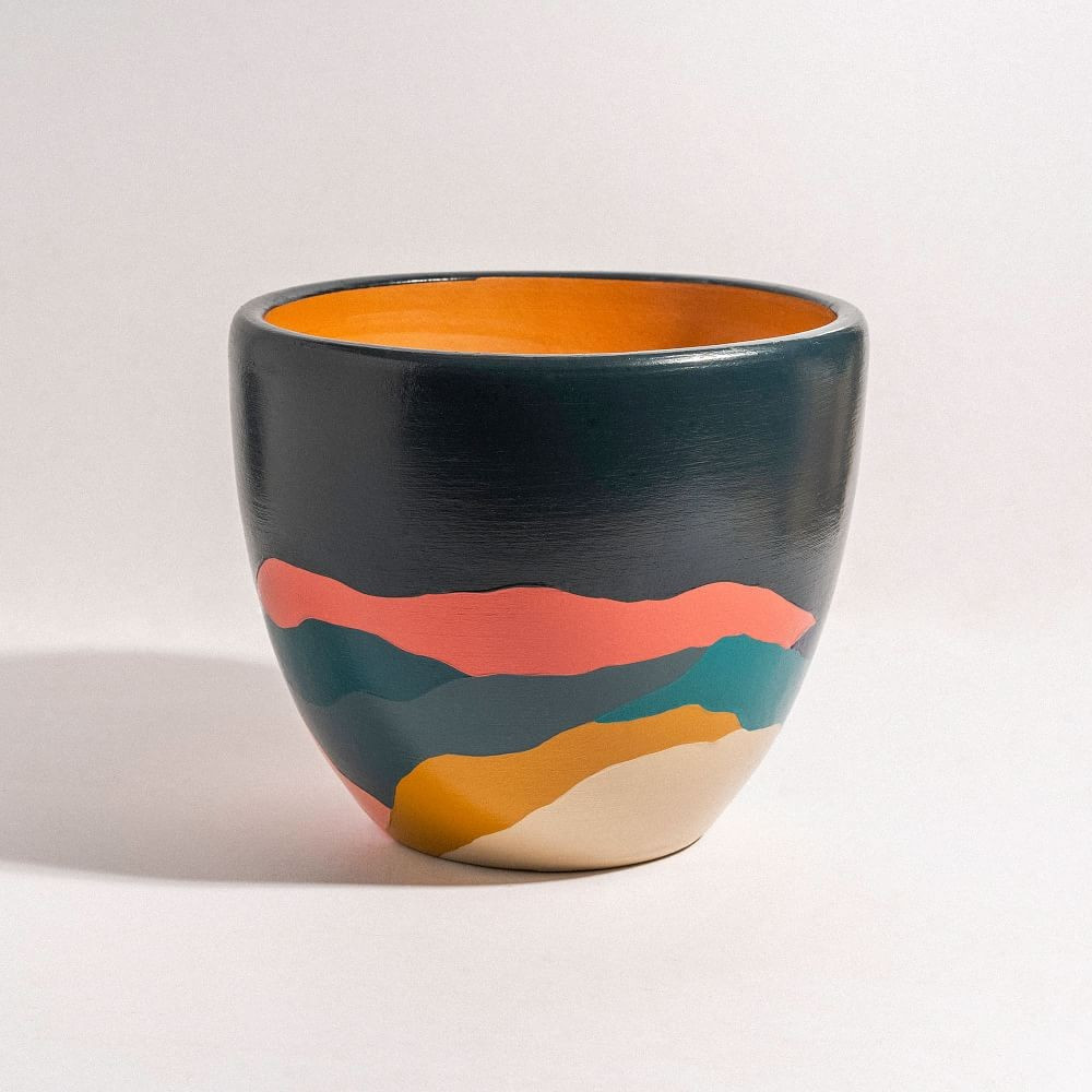 Ultralight Dreams Indoor Planter Pot, Medium, Terracotta/Blue | West Elm (US)