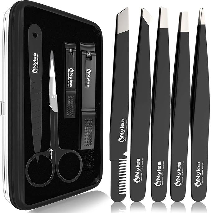 Nylea Tweezers Set and Nail Clippers for Men and Women - Stainless Steel for Eyebrows - Tweezer K... | Amazon (US)