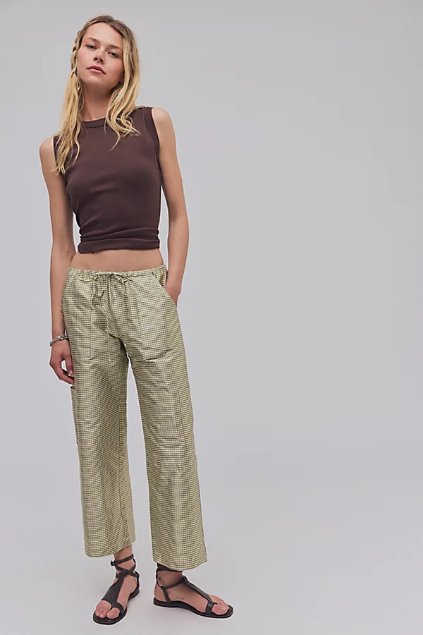 DONNI. The Taffeta Gingham Drawstring Cargo Pants | Free People (Global - UK&FR Excluded)