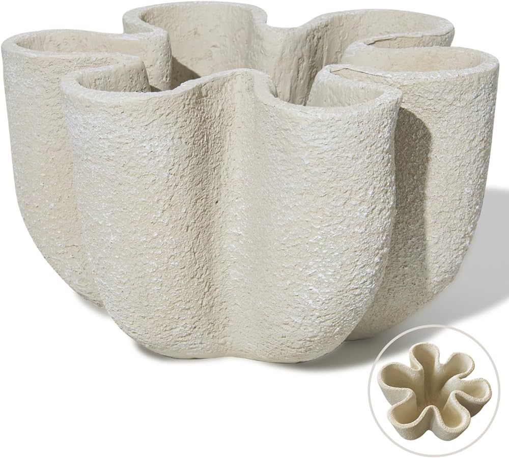 Nico Curvy Decorative Bowl Fluted Vase Home Decor for Living Room Coffee Table Styling Bookshelf ... | Amazon (US)