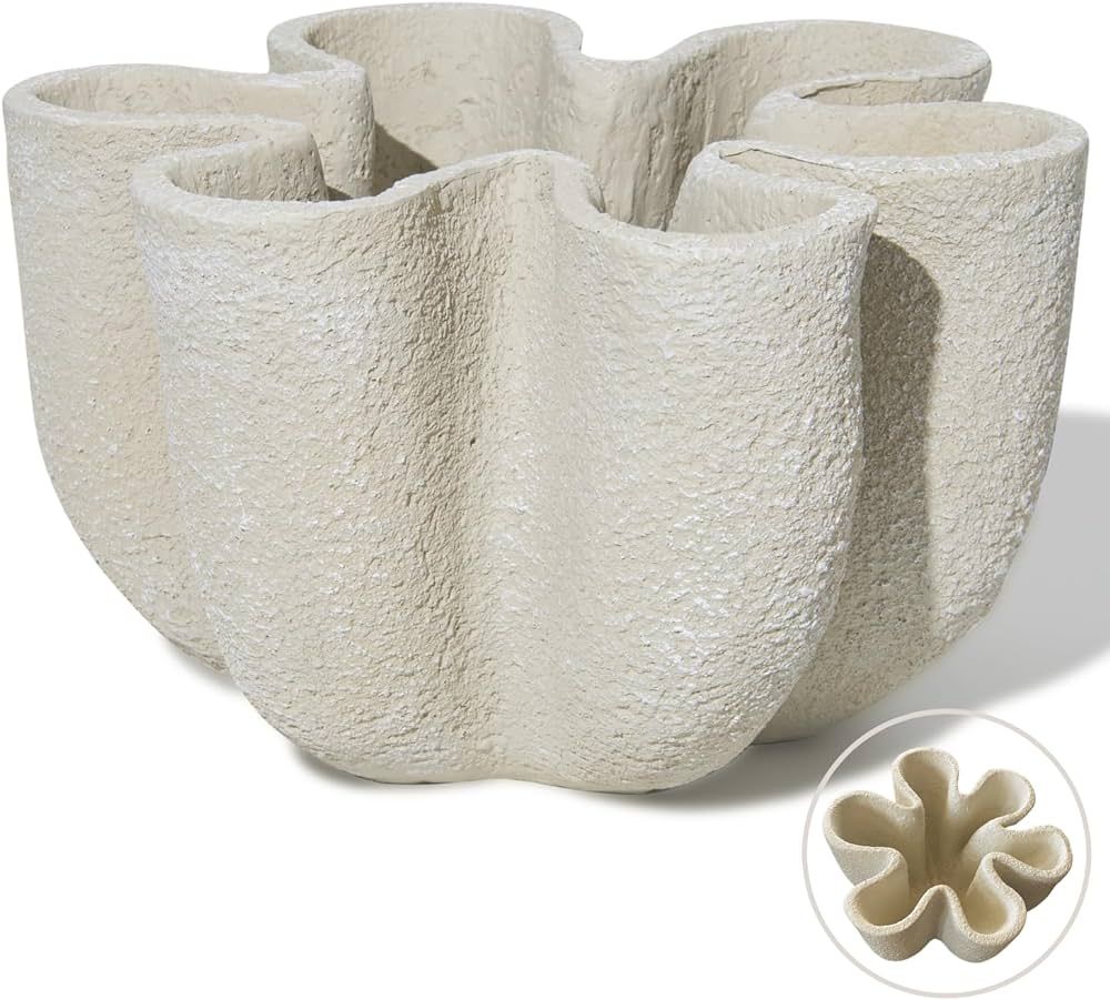 Amazon.com: Nico Curvy Decorative Bowl Fluted Vase - Home Decor Accents for Living Room Coffee Ta... | Amazon (US)