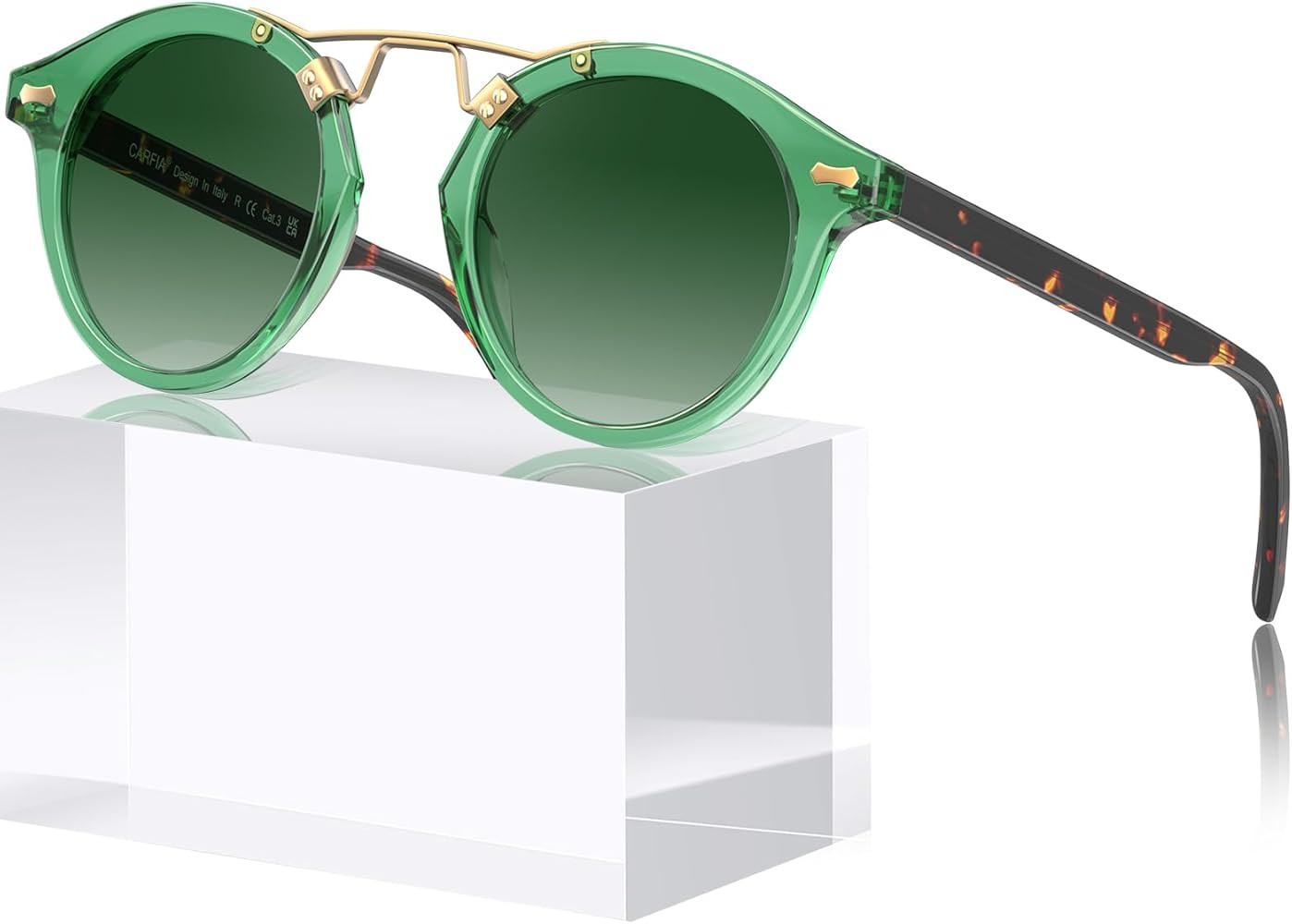 CARFIA Small Face Acetate Polarized Sunglasses for Women UV Protection, Retro Double Bridge Eyewe... | Amazon (US)