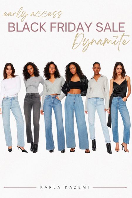 Early Access Black Friday Sale at Dynamite! Enjoy 30% off for all loyalty members beginning Tuesday November 21st and open to everyone November 22nd!🙌🙌🙌

Here are some of my fave picks for denim pants😍

Some basics jeans, both wide leg,l and straight leg. Of course mom jeans, which I feel are a staple for fall and winter outfits!
I love the fun and glitzy pants they have, perfect for holiday outfits! Rhinestone jeans and Pearl accents are absolutely gorgeous! I have the Pearl jeans and when I tell you!? Chefs kiss, my friend. The fit is flattering and chic 👩‍🍳💋🤌

I love dynamite clothing! It fits nicely on my midsize body and is one of my fave places to shop for both basics and trendy pieces. The quality is really great and lasts✨

Dynamite goodies make for the perfect gift to yourself or the fashionista on your list 😘

#LTKmidsize #LTKCyberWeek #LTKGiftGuide