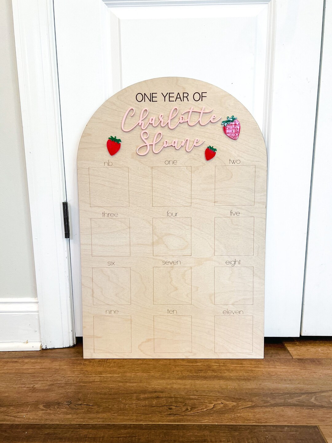 One Year Of, Baby Monthly Milestone Photos, First Birthday Picture Board, Wooden First Birthday D... | Etsy (US)