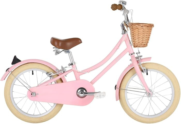 Bobbin Gingersnap Girls Bike 16 Inch Wheels - Retro Style Kids Bike with Stabilisers, Vegan Leath... | Amazon (UK)
