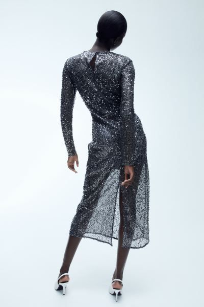 Sequined Net Dress - Dark gray - Ladies | H&M US | H&M (US + CA)