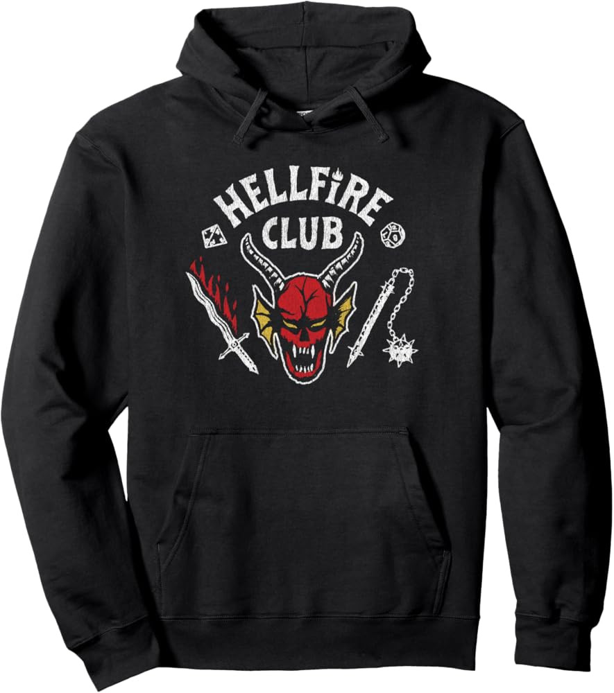 Stranger Things 4 Hellfire Club Skull & Weapons Pullover Hoodie | Amazon (US)