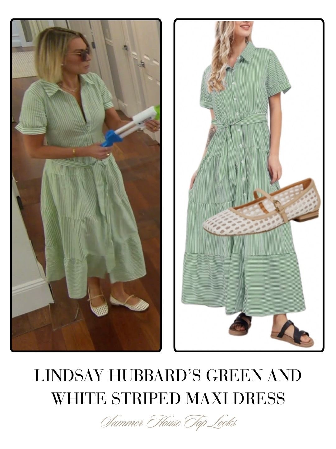 Lindsay Hubbard’s Green and White Striped Maxi Dress