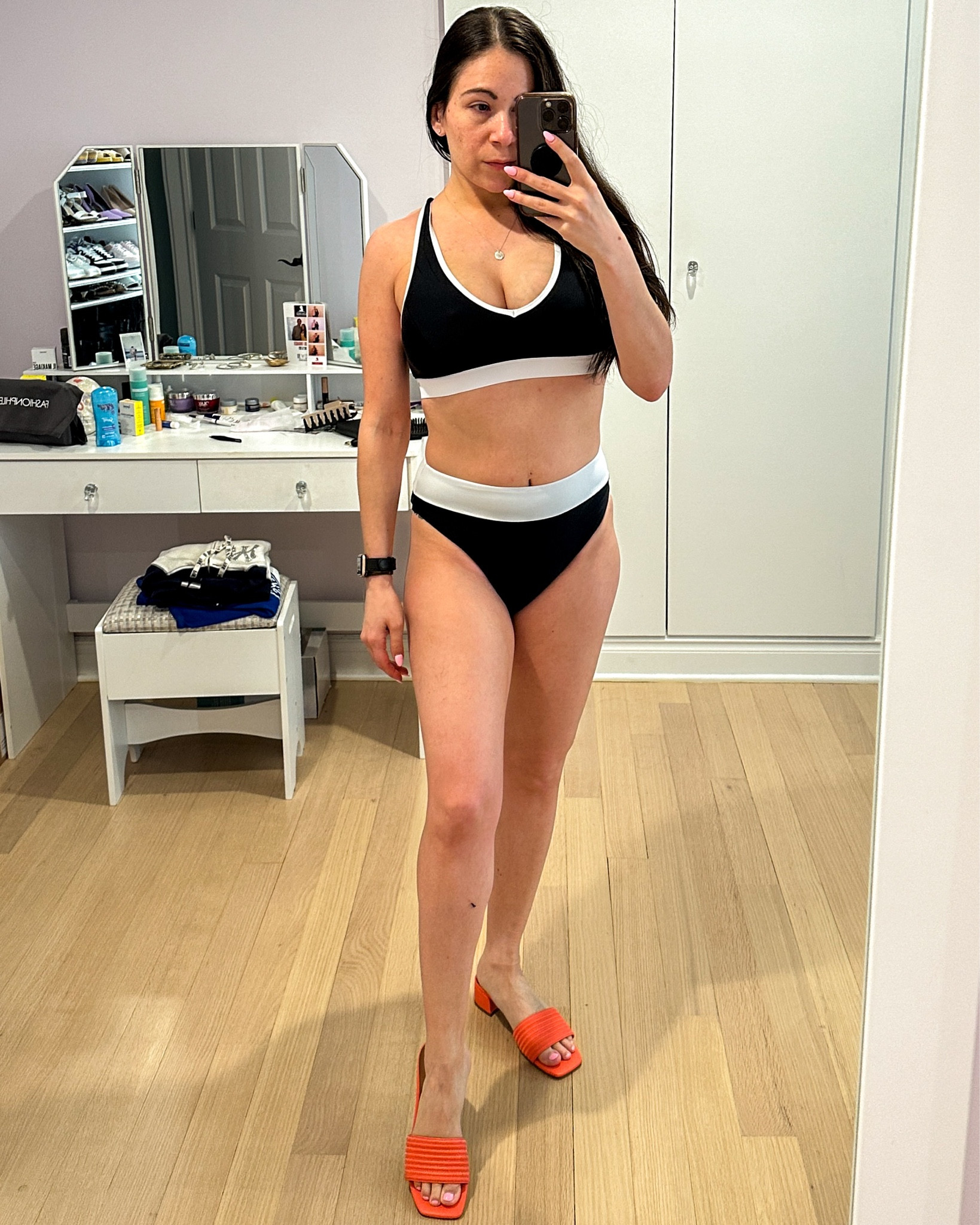 New two piece swim and sandals. Wearing size Medium in the bikini top and size Small in the bottom—both pieces together under $50. I love the color of these sandals also under $50 on sale. Some reviews say the sandals are narrow, so size up for wider feet.

#LTKFindsUnder50 #LTKShoeCrush #LTKSwim