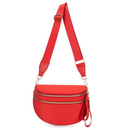 Emmafy Crossbody Bag for Women, Emmafy Waterproof Oxford Cloth Large Capacity Bum Bags with Adjustable Strap (Red) | Amazon (US)