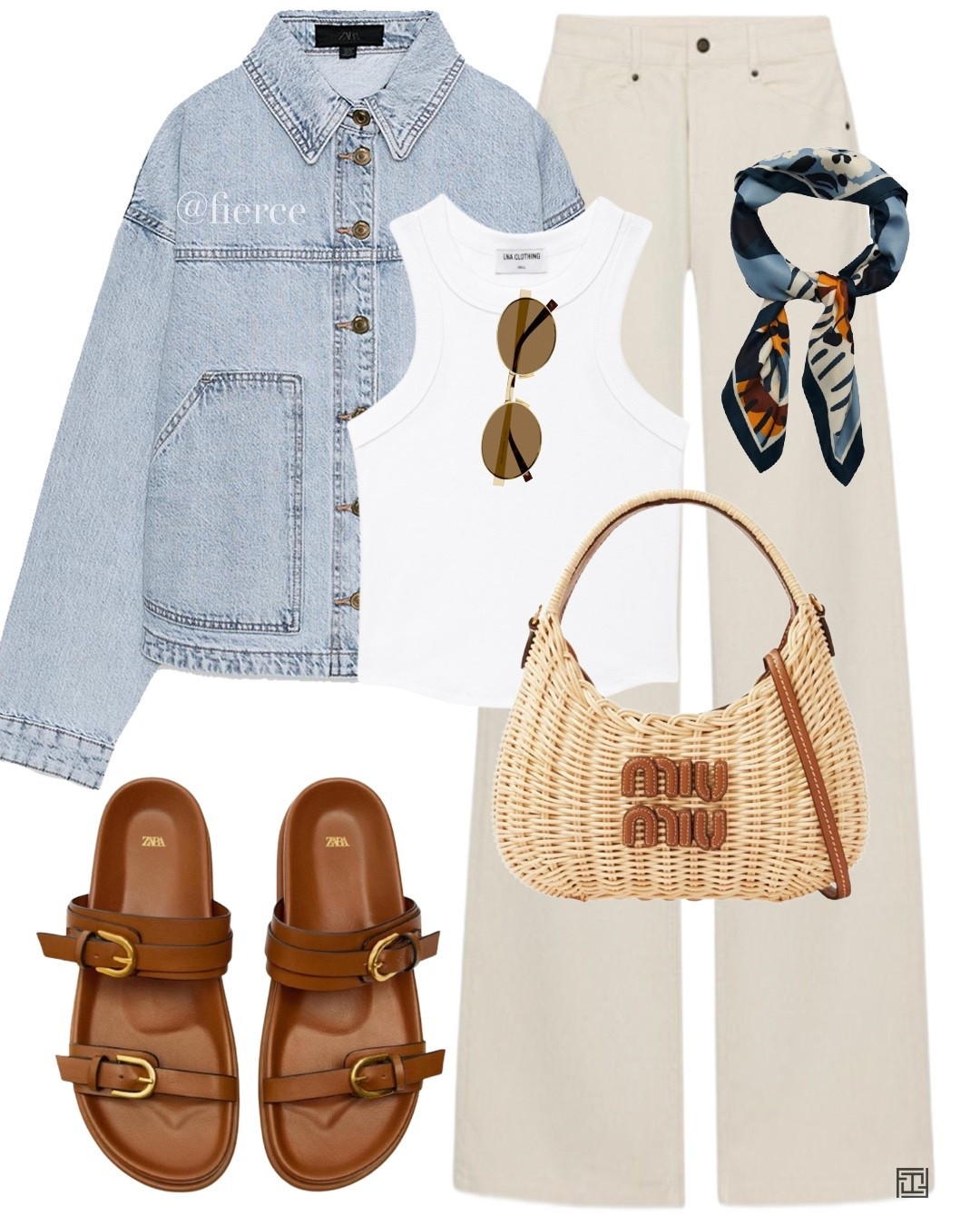 White tank top denim shirt cream jeans brown dad sandals miu miu wicker summer bag casual city break look

#LTKspring #LTKeurope #LTKuk