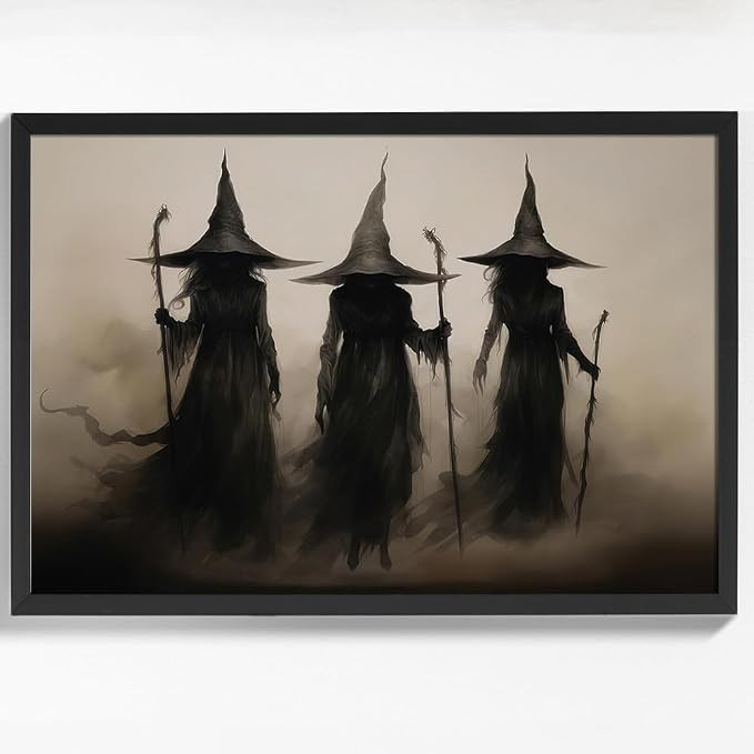 Black Framed Dark Academia Wall Art Painting Vintage Witch Poster For Halloween Victorian Gothic ... | Amazon (US)
