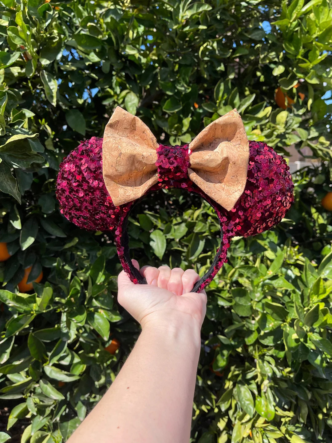 Food & Wine Festival Minnie Mickey Mouse Ears: Burgundy Sequin, Cork Bow - Etsy | Etsy (US)