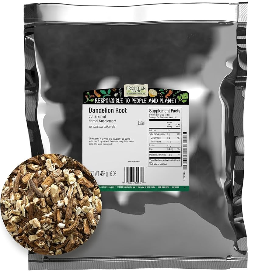 Frontier Co-op Cut and Sifted Dandelion Root 1lb Bulk Bag - Caffeine-Free Coffee Alternative, Per... | Amazon (US)
