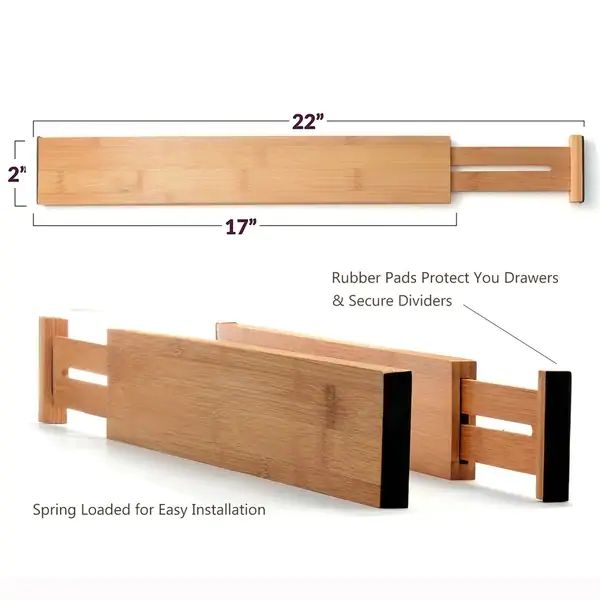 Bamboo Kitchen Drawer Organizer Bambusi Expandable Adjustable Divider - Brown - Set of 6 | Bed Bath & Beyond
