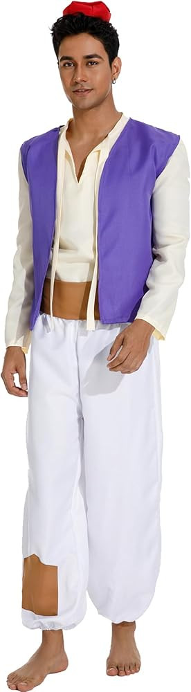 Angelaicos Mens Arab Prince Costume Fairy Tale Suits Halloween Cosplay Party Hat | Amazon (US)