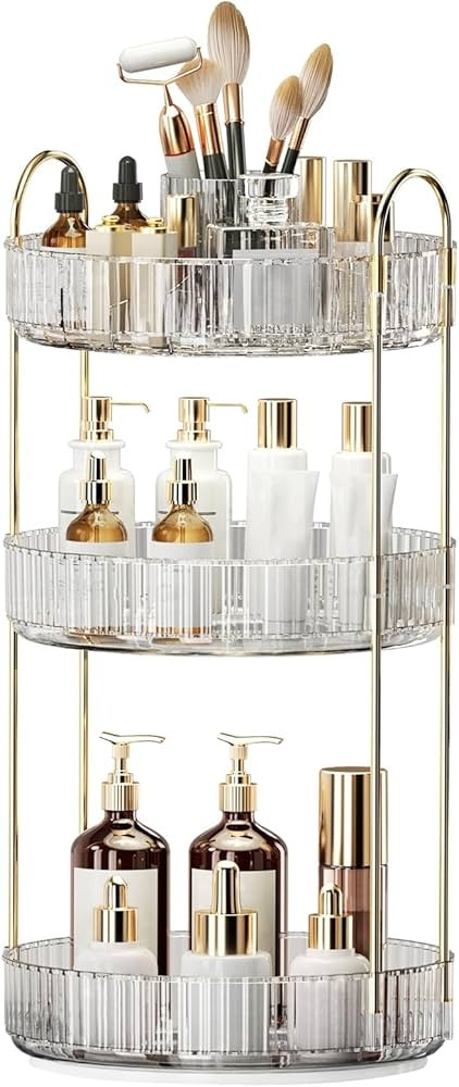 360° Rotating Makeup Organizer, Large-Capacity Skincare Make Up Storage 3 Tier Perfume Organizer... | Amazon (US)