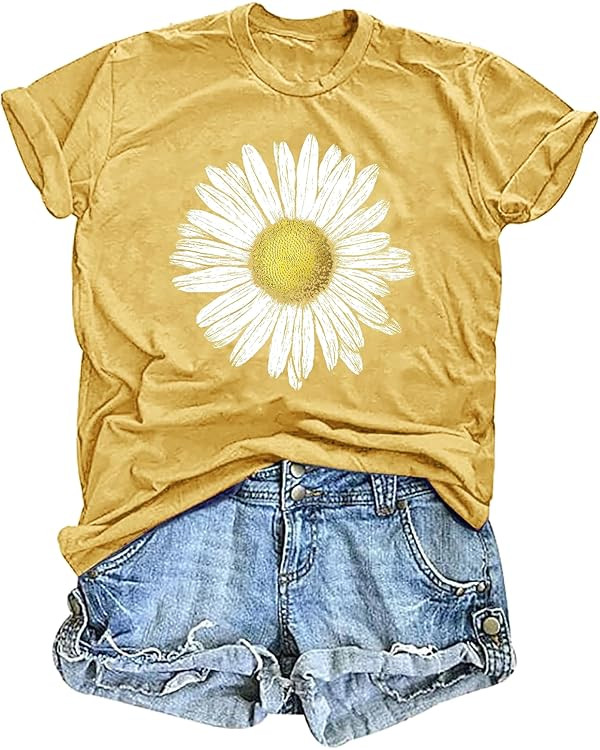 Women's Vintage Floral T Shirt Boho Wildflower Graphic Loose Tees Short Sleeve Casual Tops | Amazon (US)