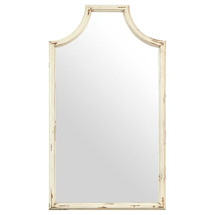 Stone & Beam Curved Vintage-Look Wood Hanging Wall Frame Mirror Decor, 28 Inch Height, White | Amazon (US)