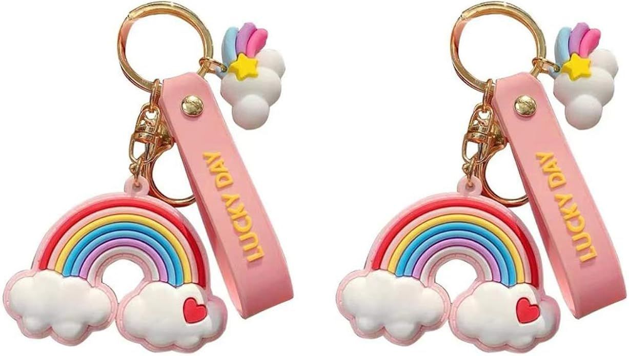 Avilego Wrist Cute Rainbow Car keyring Bag Pendant Couple/Friend Keychain for Women Girls | Amazon (US)