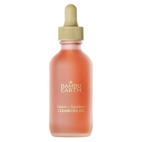 Bambu Earth Castor + Squalane Cleansing Face Oil - Gentle Formula Hydrating Makeup Remover - Restores Skin's Natural Moisture Barrier, Rich in Omega Fatty Acids, Skincare for All Skin Types - 2 Fl. oz | Amazon (US)
