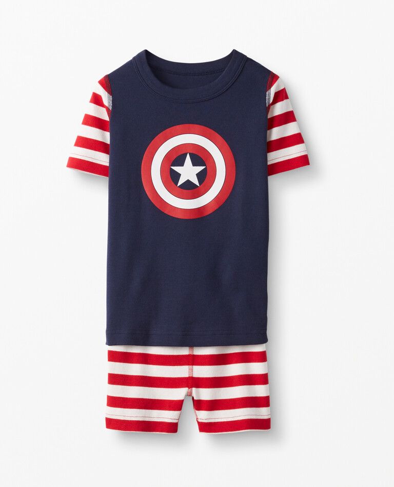 Marvel Captain America Short John Pajamas in Organic Cotton | Hanna Andersson