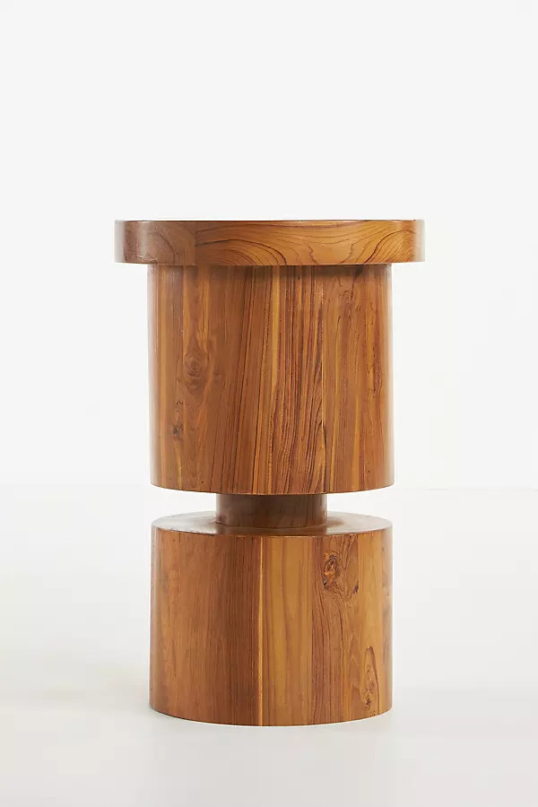 Reclaimed Teak Wood Pillar Side Table By Anthropologie in Beige Size S | Anthropologie (US)