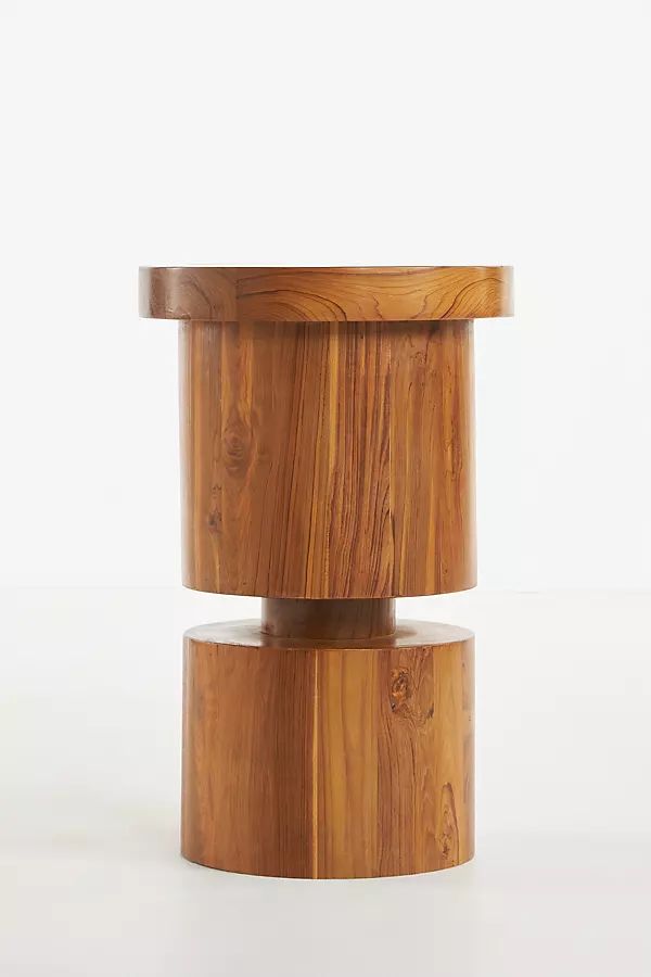 Reclaimed Teak Wood Pillar Side Table By Anthropologie in Beige Size S | Anthropologie (US)