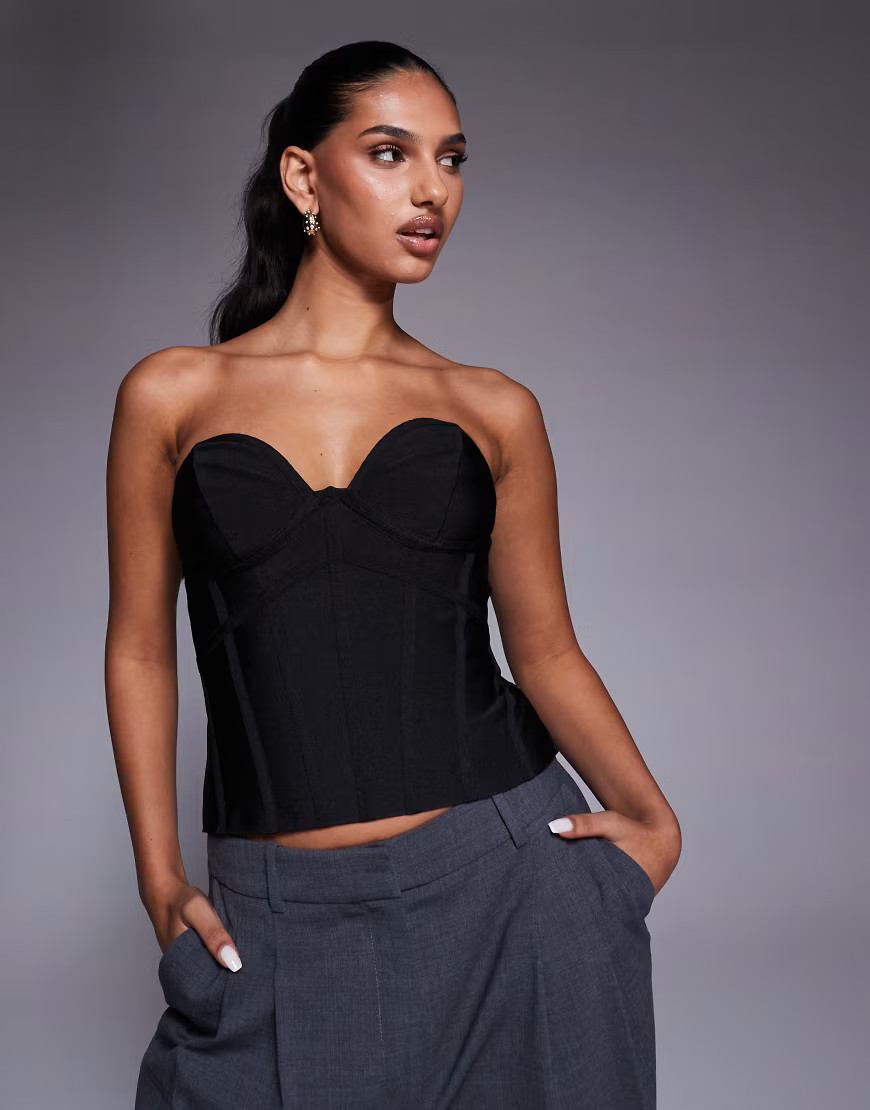 ASOS DESIGN bandage bust cup strapless corset top in black | ASOS (Global)