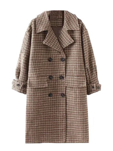 'Mani' Houndstooth Double Breasted Coat | Goodnight Macaroon