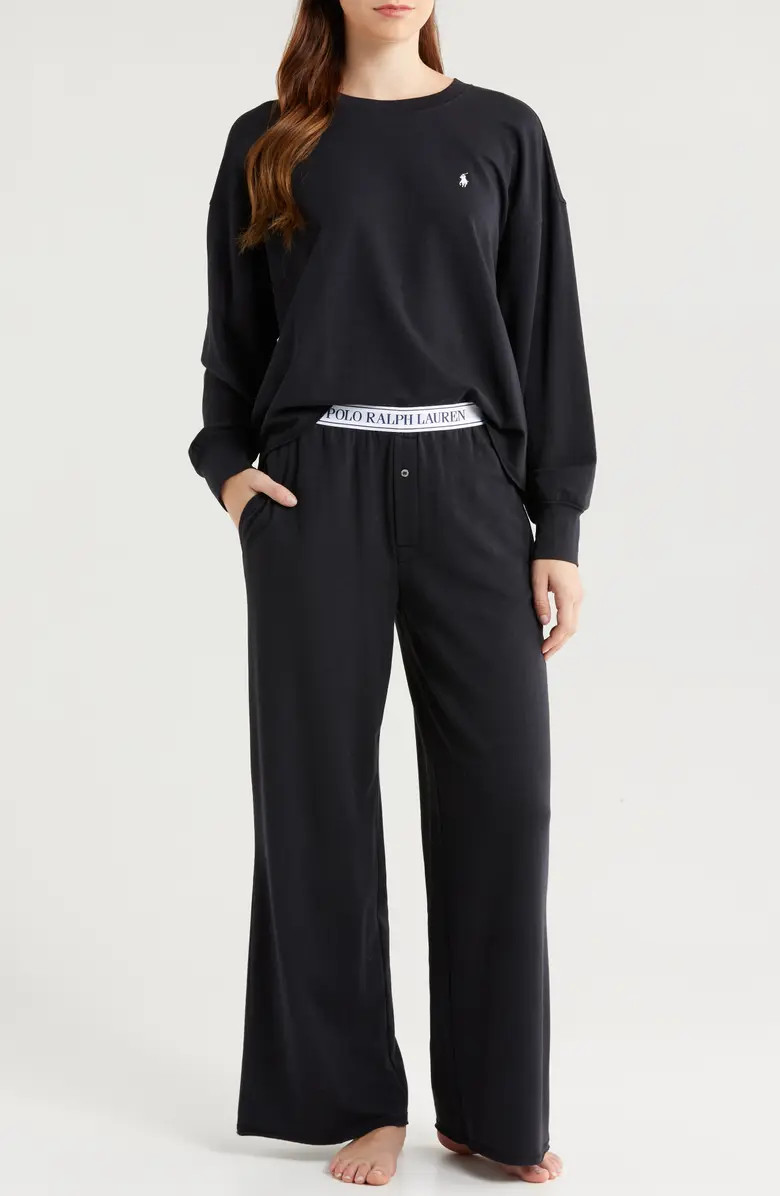 Polo Ralph Lauren Sweatshirt & Wide Leg Pajamas | Nordstrom | Nordstrom