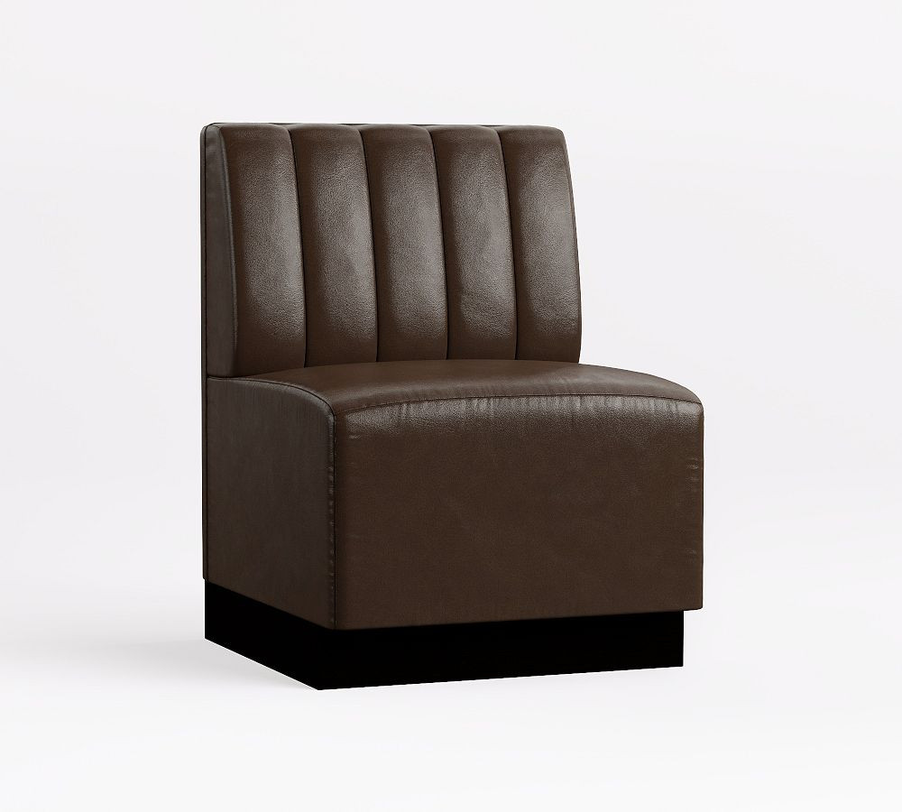 Garbo Channel Tufted Leather Banquette | Pottery Barn (US)