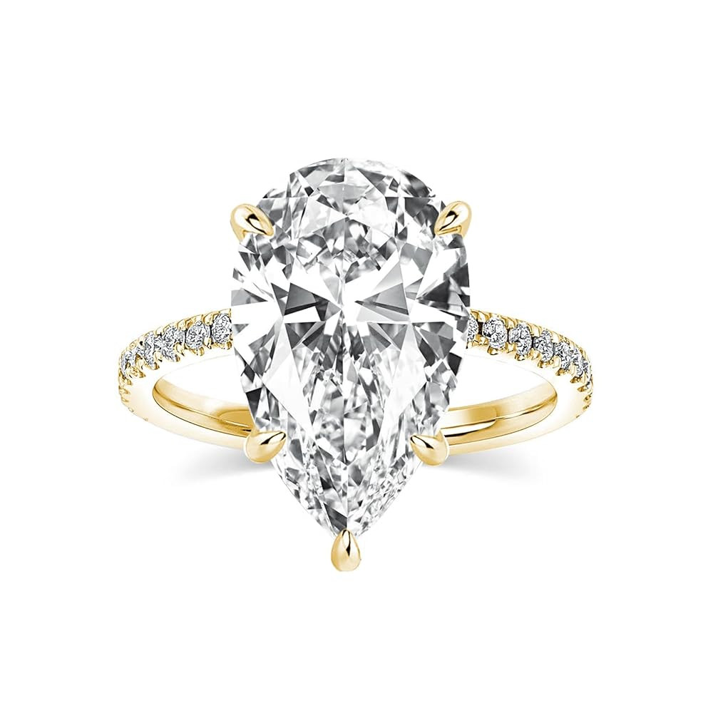 5.0CT Elongated Pear Shaped Engagement Ring,Hidden Halo Simulated Diamond Ring,925 Sterling Silve... | Amazon (US)