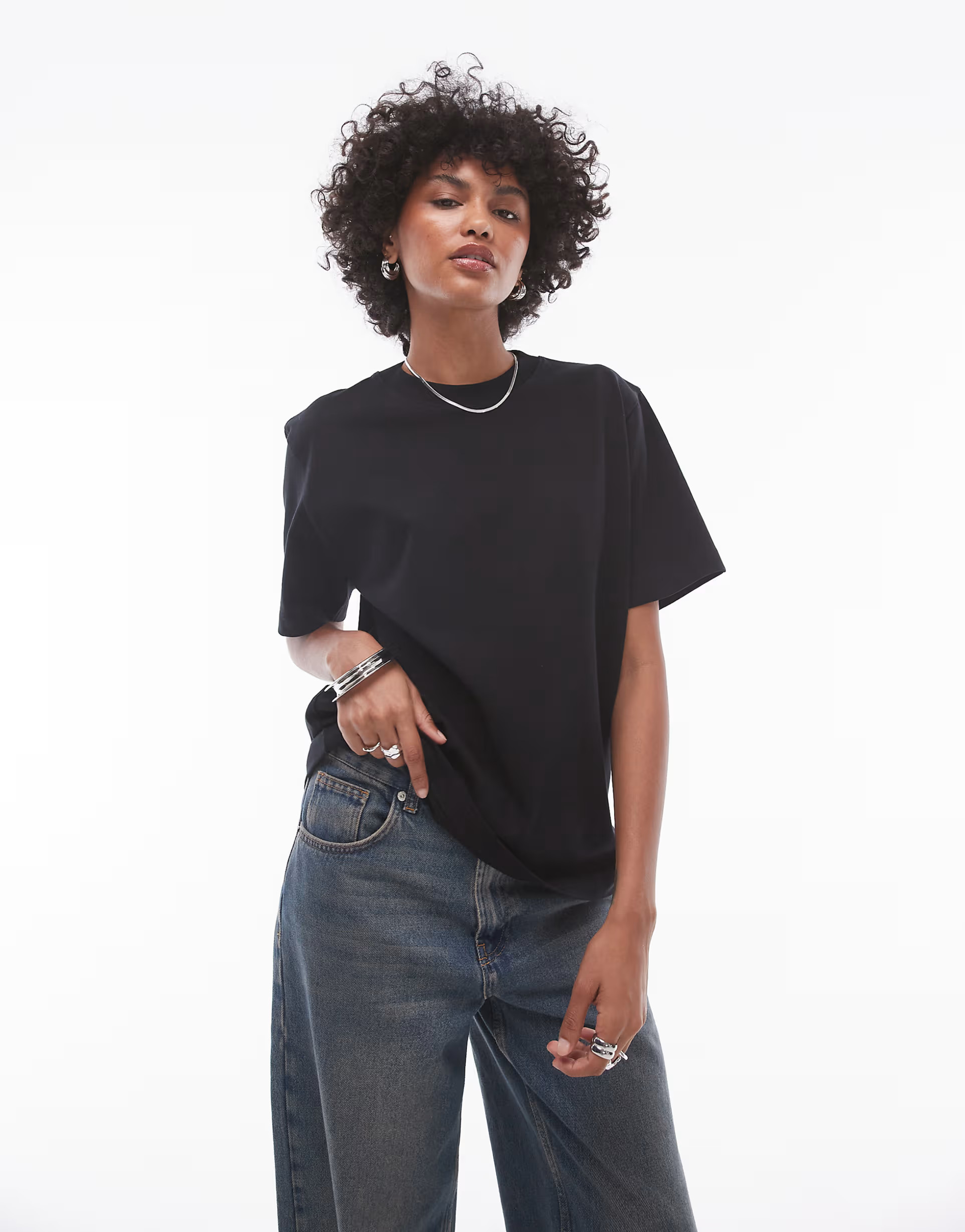 Topshop premium basic short sleeve tee in black | ASOS | ASOS (Global)