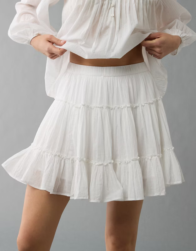 AE High-Waisted Tiered Mini Skirt | American Eagle Outfitters (US & CA)