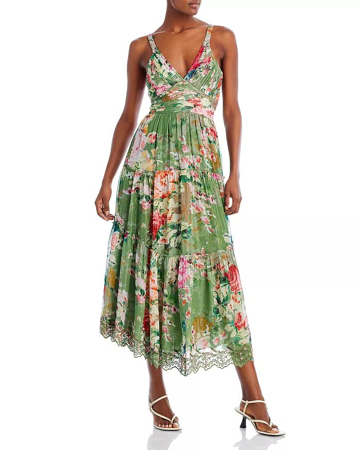 Metallic Floral Print Midi Dress | Bloomingdale's (US)