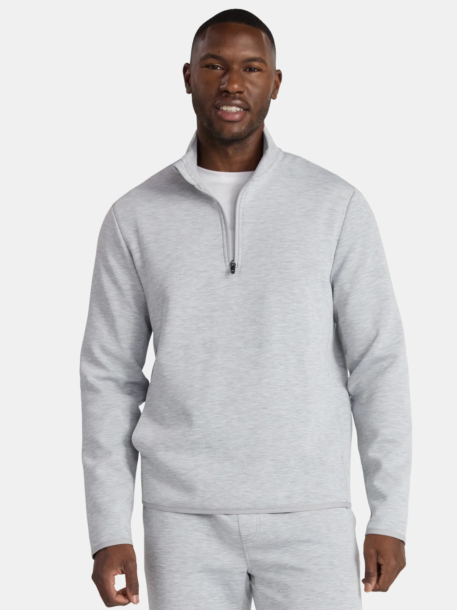 Athletic Works Men's and Big Men's Fusion Double Knit Quarter Zip Sweatshirt Jacket, Sizes S-3XL ... | Walmart (US)