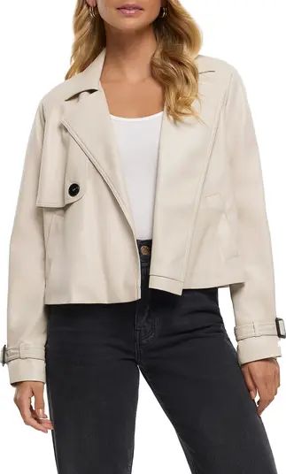 Faux Leather Crop Trench Coat | Nordstrom