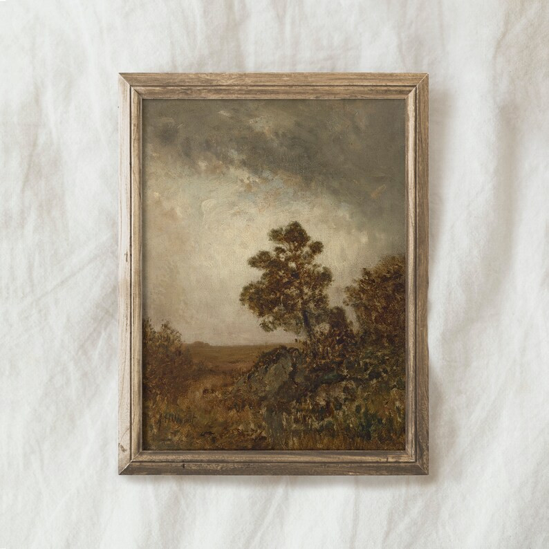 Moody Country Landscape Painting / Vintage Farmhouse Wall Art PRINTABLE Digital / Downloadable Pr... | Etsy (US)