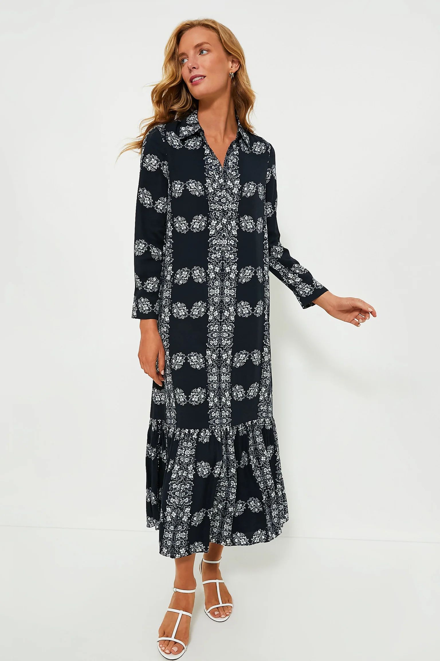 Navy Floral Miller Maxi Shirt Dress | Tuckernuck (US)