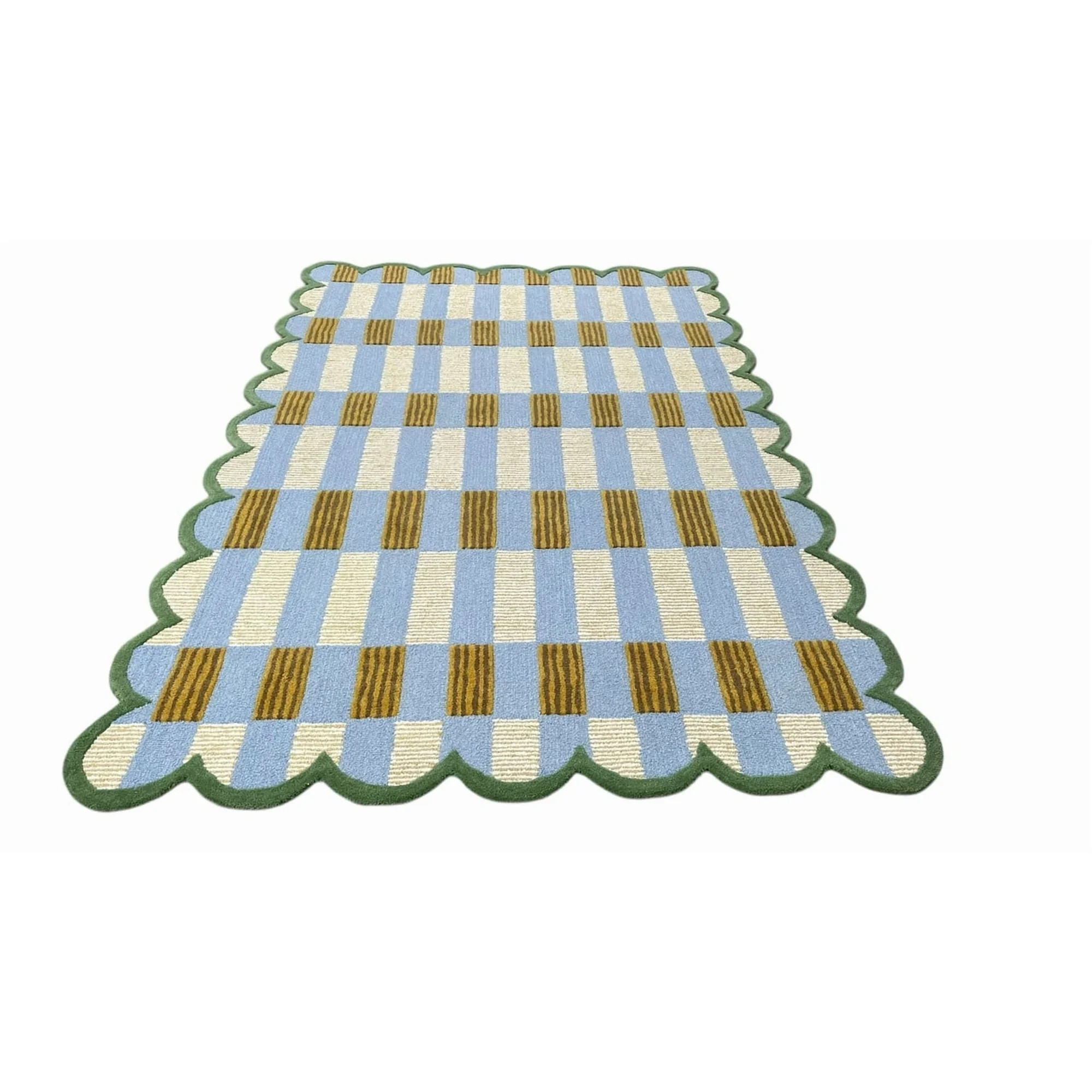 Artcore Hand Tufted Matilda Goad Plaid Wool Rug Scalloped Border in Multiple Color and Sizes – ... | Walmart (US)