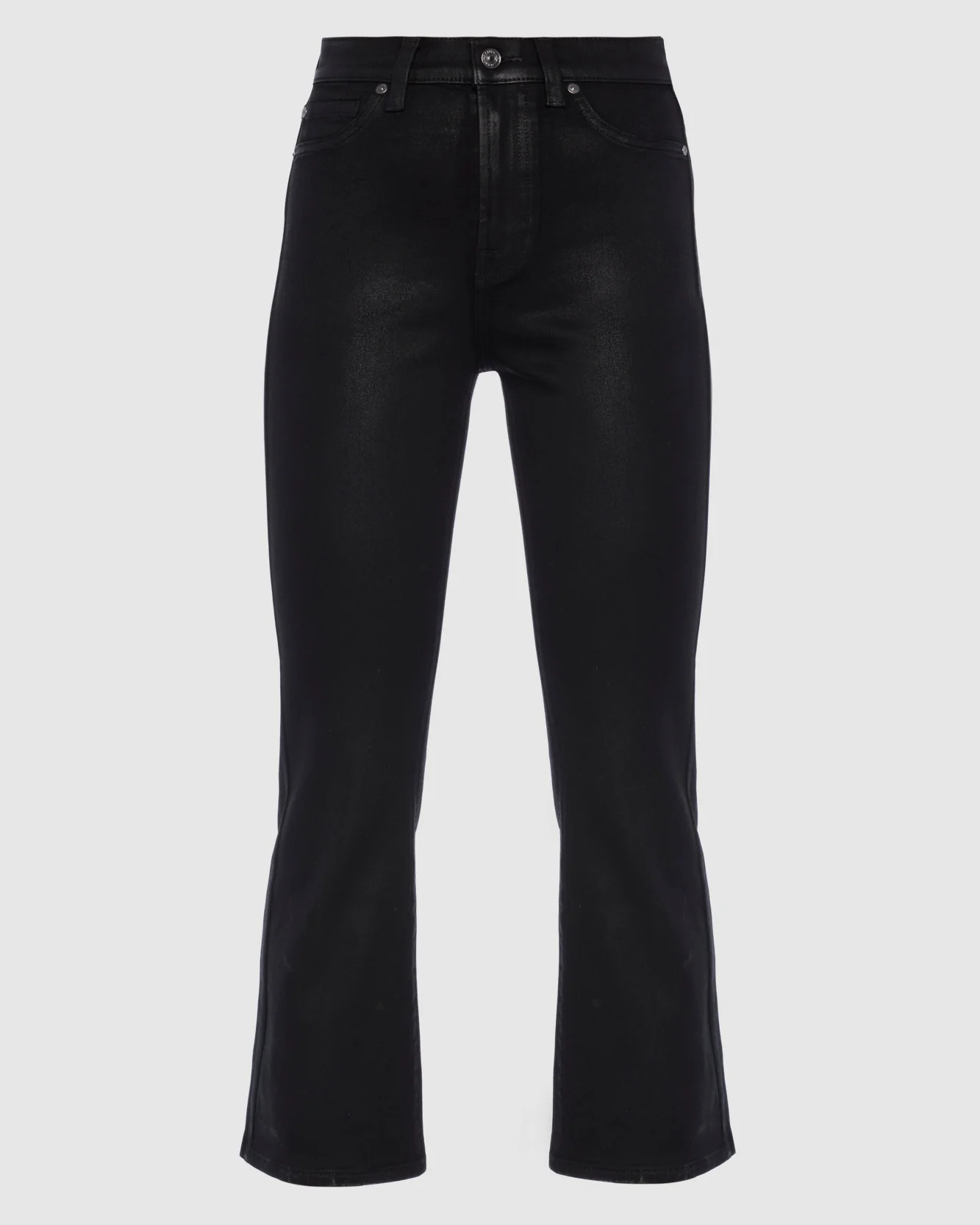 High Waist Slim Kick in Coated Black | 7 For All Mankind