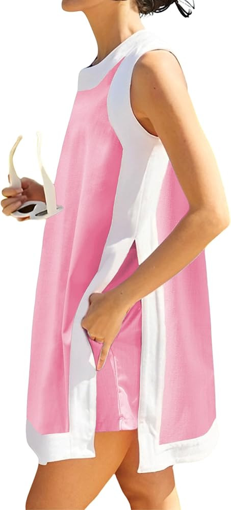 Women's Summer 2 Piece Outfits Sleeveless Spilt Hem Knit Sweater Top Sets Lounge Set Tracksuit Wi... | Amazon (US)