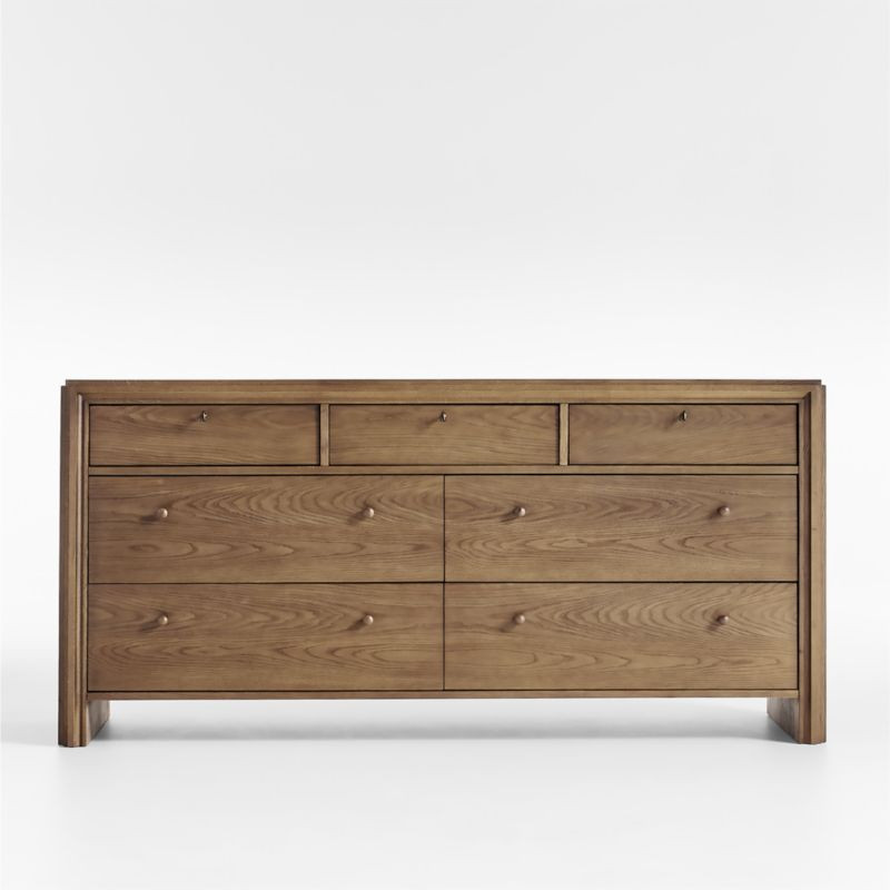 Caldwell Barley Brown 7-Drawer Oak Wood Dresser by Jake Arnold + Reviews | Crate & Barrel | Crate & Barrel