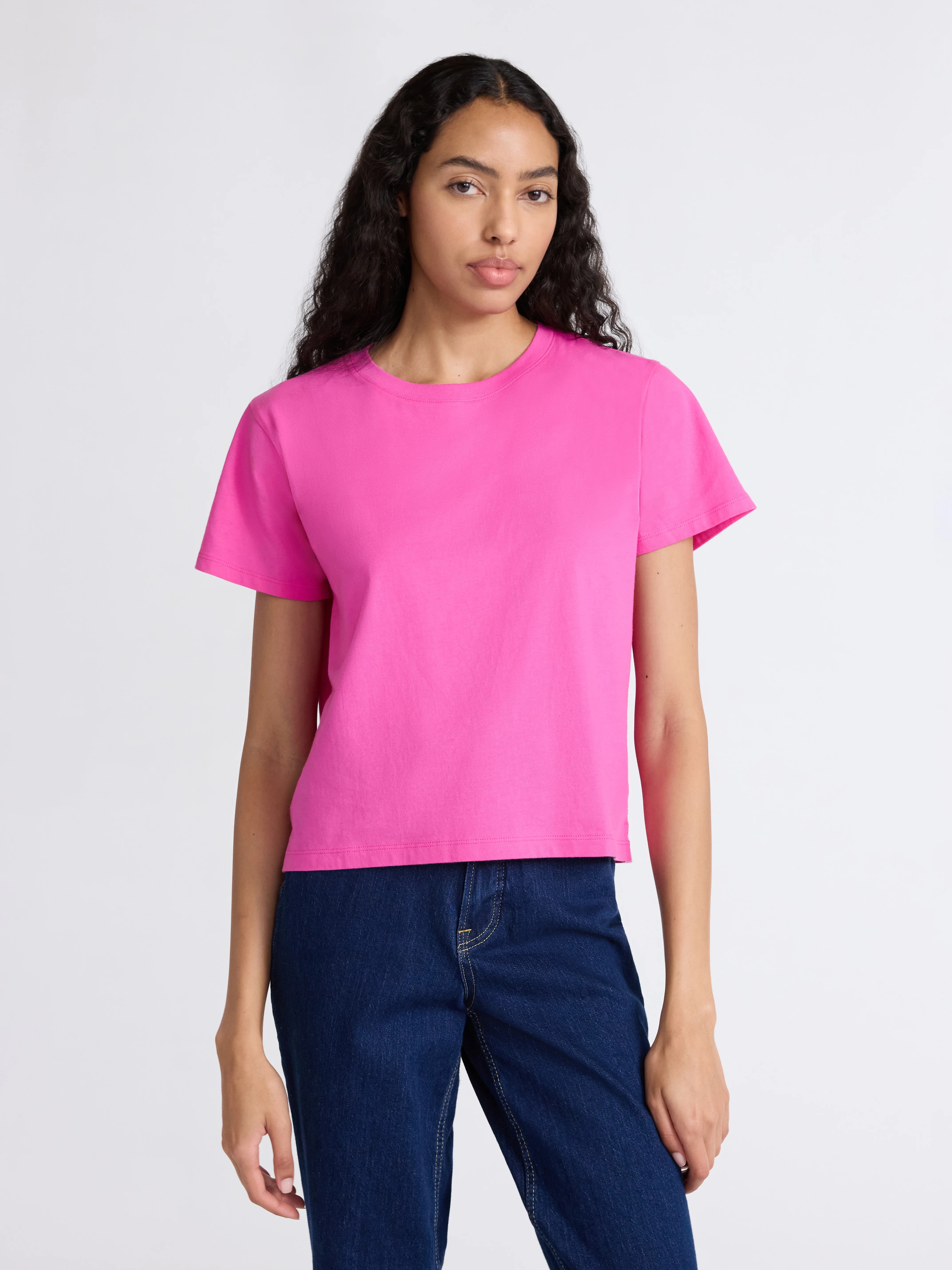 Free Assembly Women's and Women's Plus Cotton Cropped Boxy Tee with Short Sleeves, Sizes XS-4X | Walmart (US)