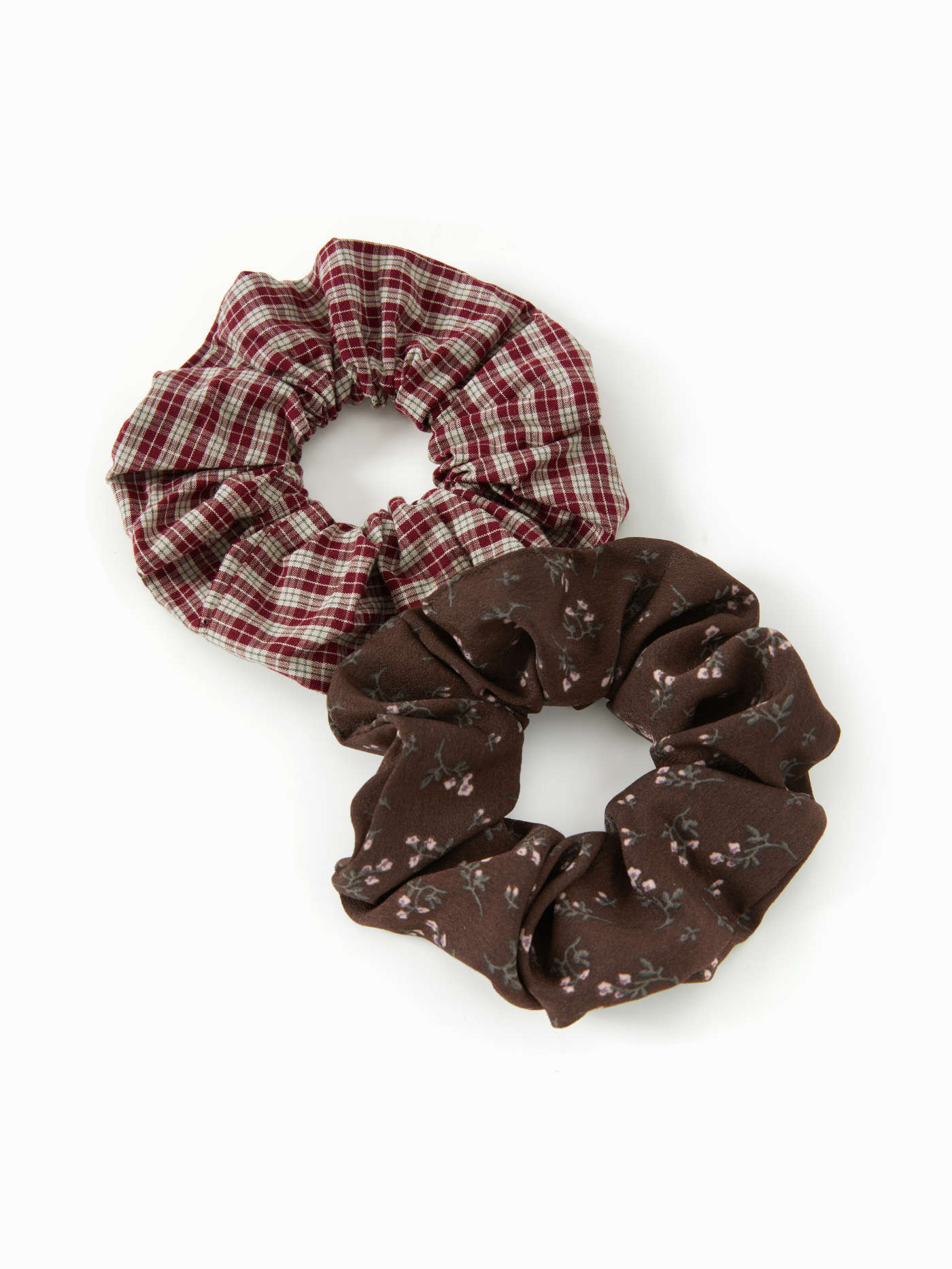 2PCS GINGHAM & FLORAL SCRUNCHIE SET For Daily Casual Coffee Shop | Cider