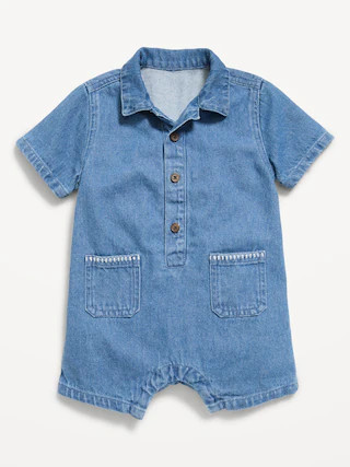 Collared Denim One-Piece Romper for Baby | Old Navy (US)